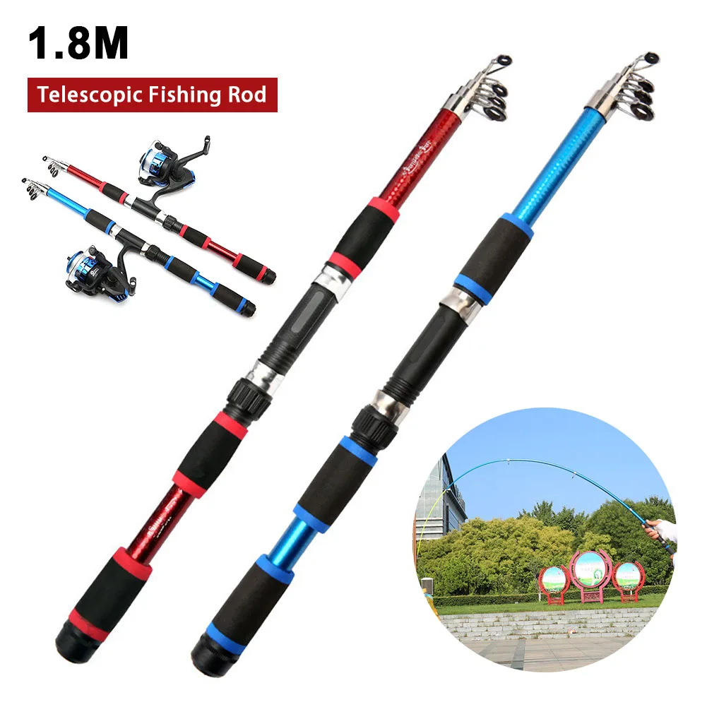 

45cm Telescopic Fishing Rod 1.8m Full Length FRP Spinning Rod Portable Fishing Pole for Freshwater Bass Carp Saltwater Fishing