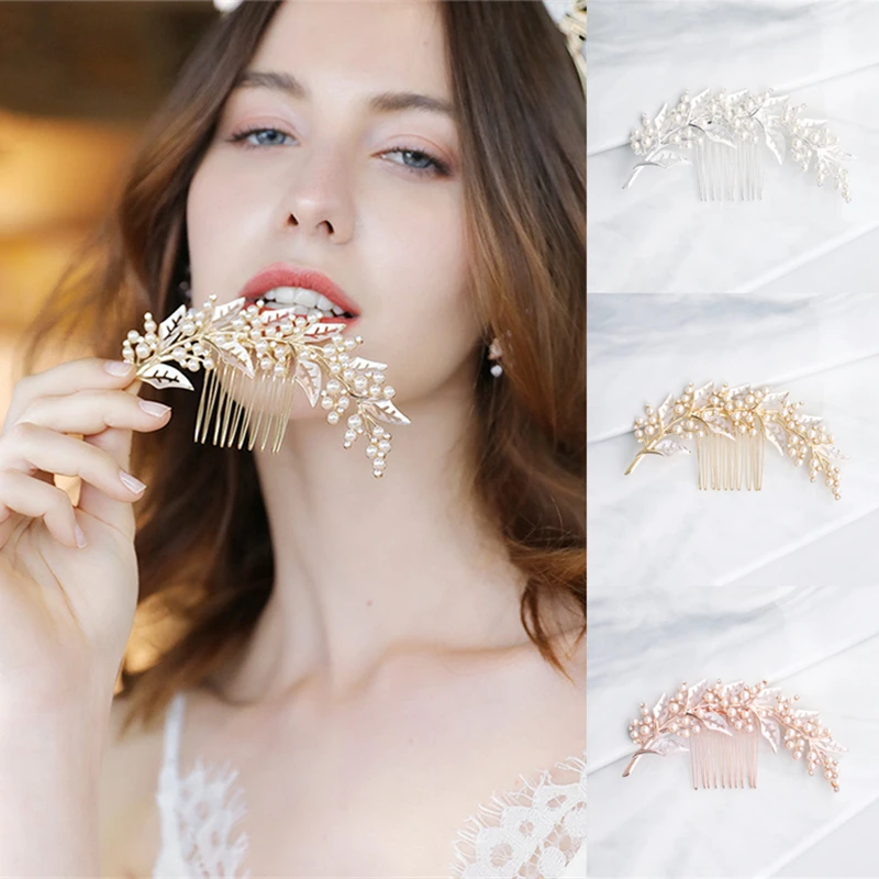 

Pearl Leaf Wedding Bridal Hair Comb Clip Hairpin For Women Bride Party Wedding Bridal Hair Accessories Jewelry Comb Clip Gift