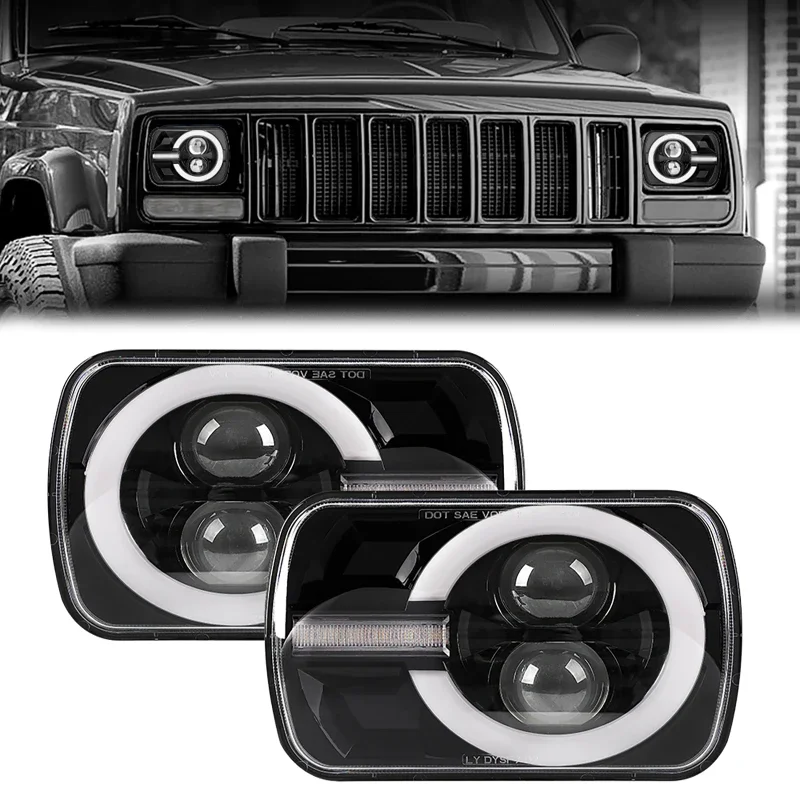 

Прямоугольная светодиодная фара 5x7 7x6 дюймов с подсветкой Hi/Low DRL для Jeep Wrangler YJ Cherokee XJ