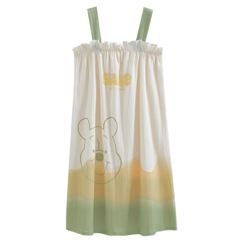 Ночная рубашка женская хлопковая без рукавов с мультяшным принтом | Женская