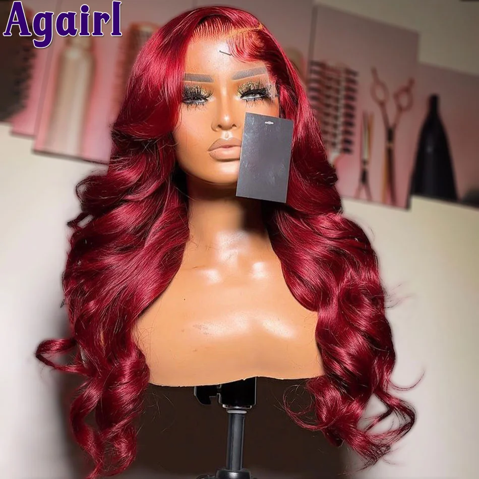 

Burgundy Colored Body Wave Lace Front Wigs PrePlucked Glueless Human Hair 13X4 13X6 Frontal Wig Transparent Lace 6X4 Closure Wig