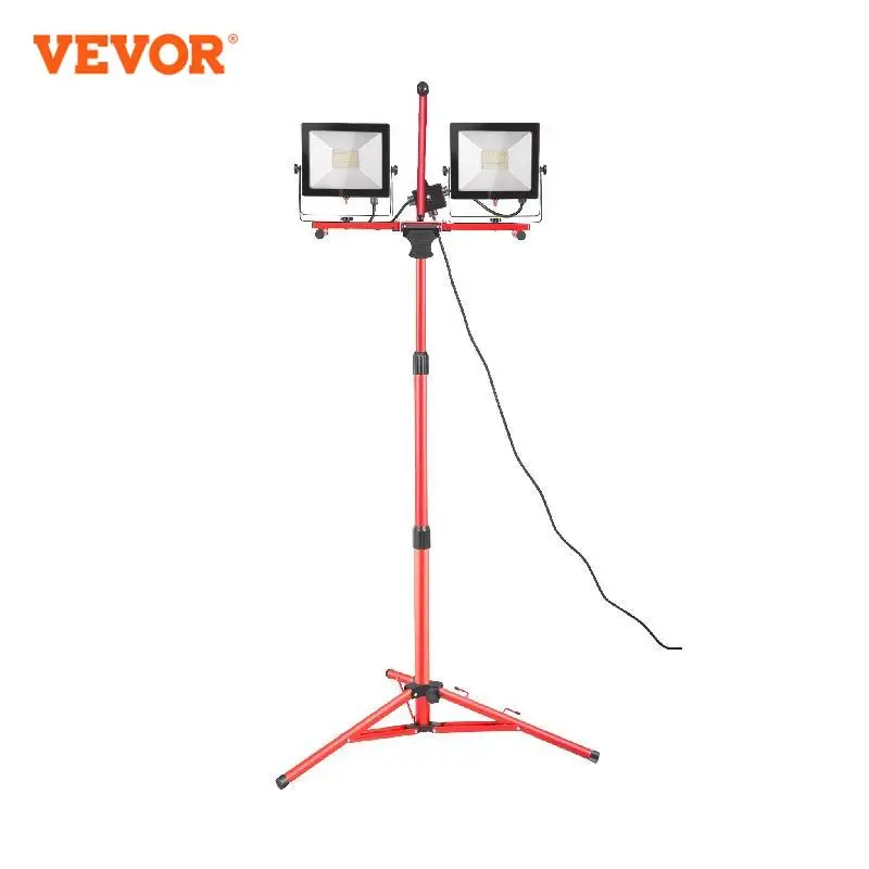 

VEVOR LED Work Light 4200/5000/8000/10000/14000 Lumen Dual-head LED Tripod Work Light w/ 27.6"-68.1" Adjustable & Foldable Stand