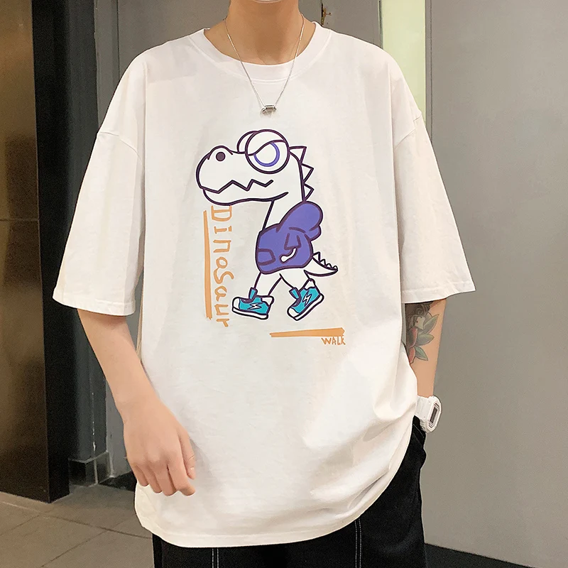 

YlSHioo Men Clothing Hip Hop Summer Fashion Korean T-shirt Cotton Large Size Men's Shirt Trendy Streetwear Graphic T Shirts