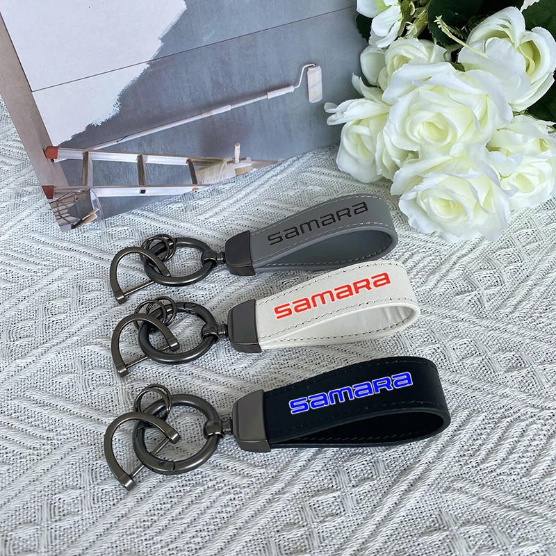 

For Lada SAMARA Car Accessories Top Layer Cowhide Key Chain Lanyard Custom Logo For SAMARA Lada