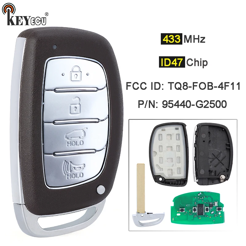 

KEYECU 433 МГц, чип ID47 95440-G2500, идентификатор FCC: флэш-идентификатор для Hyundai Ioniq 2019 2020 2021