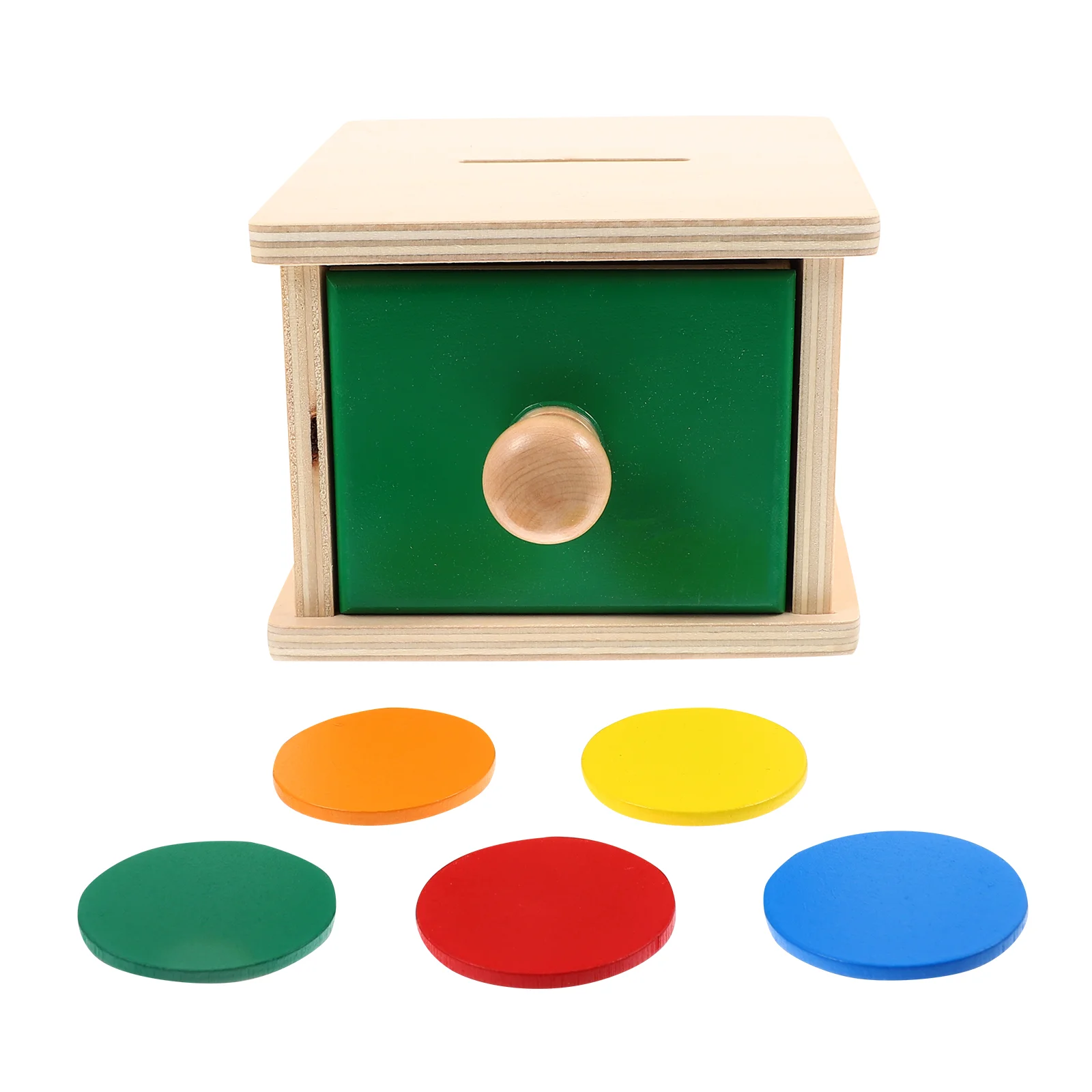 

1 Set Children Concentration Training Game Wooden Coin Box Educational Gift