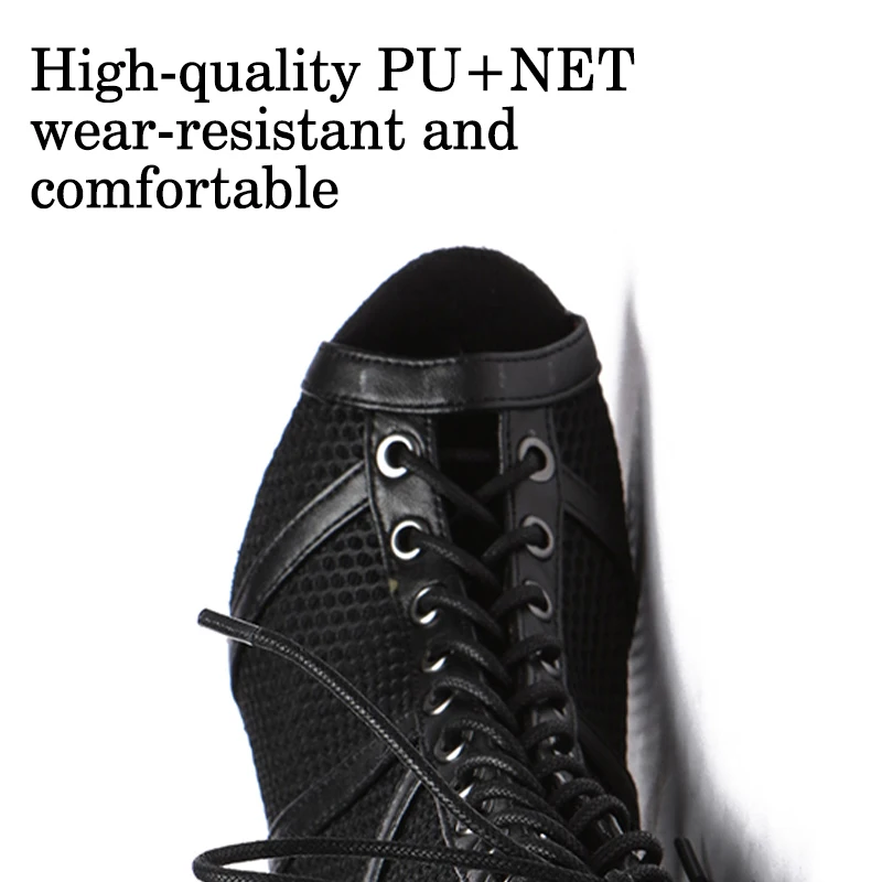 DKZSYIM NEW Dance Shoes Red Black Ballroom Jazz Boots High Top Latin Dance Shoes High Heels Salsa Tango Women Dancing Shoes