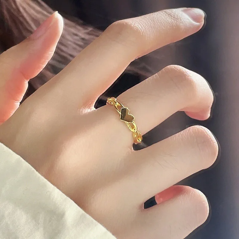 

Light Luxury Titanium Steel Love Ring Chain Heart Ring