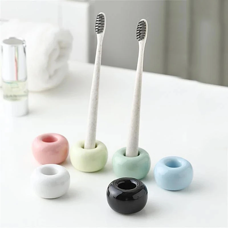 

Novel Donut Ceramic Toothbrush Holder Base Frame Storage Rack Bathroom Shower Tooth Brush Stand Shelf Bathroom Accessories