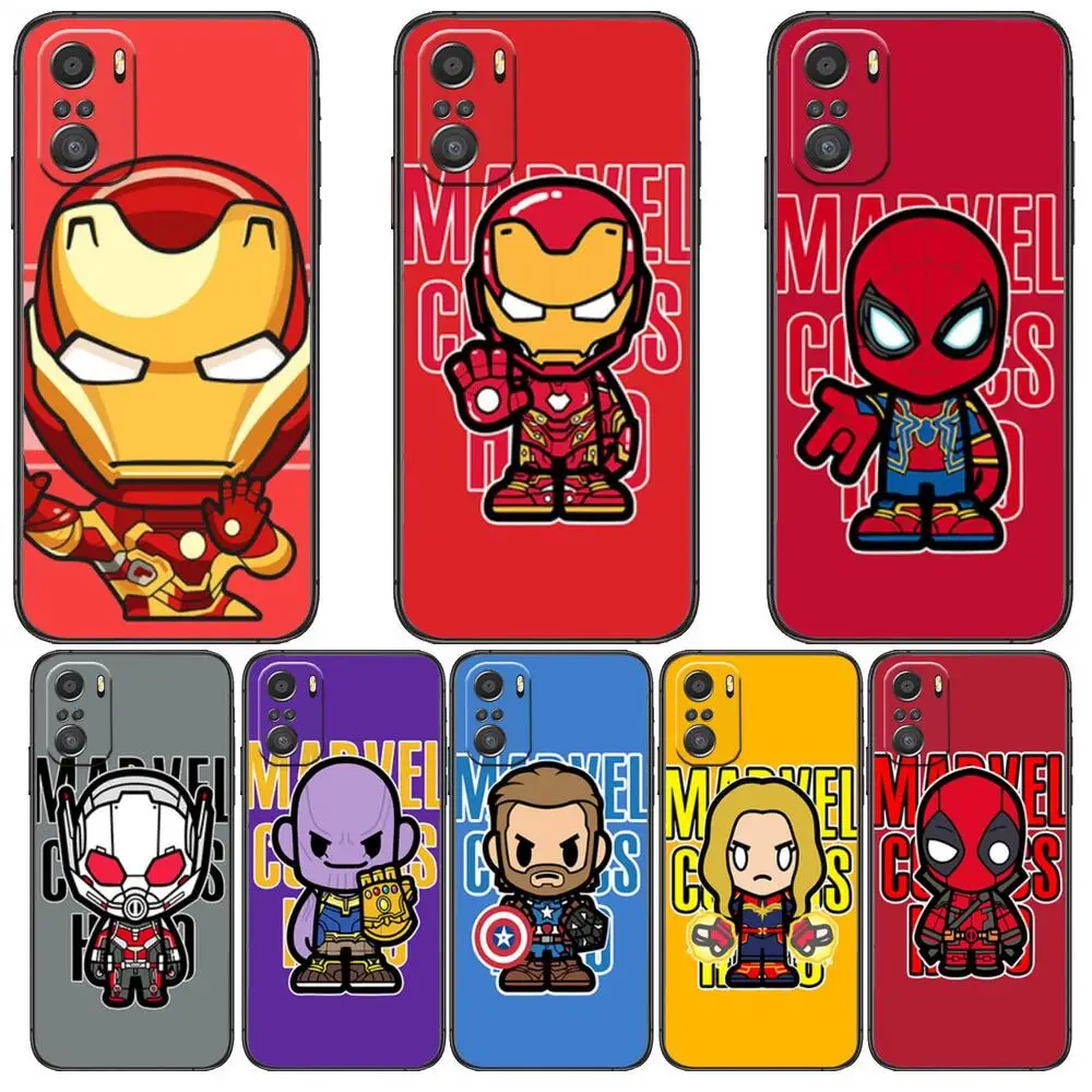 

Marvel Spiderman Iron Man Phone Case For xiaomi mi 11 Lite pro Ultra 10s 9 8 MIX 4 FOLD 10T 5g Black Cover Silicone Back Prett