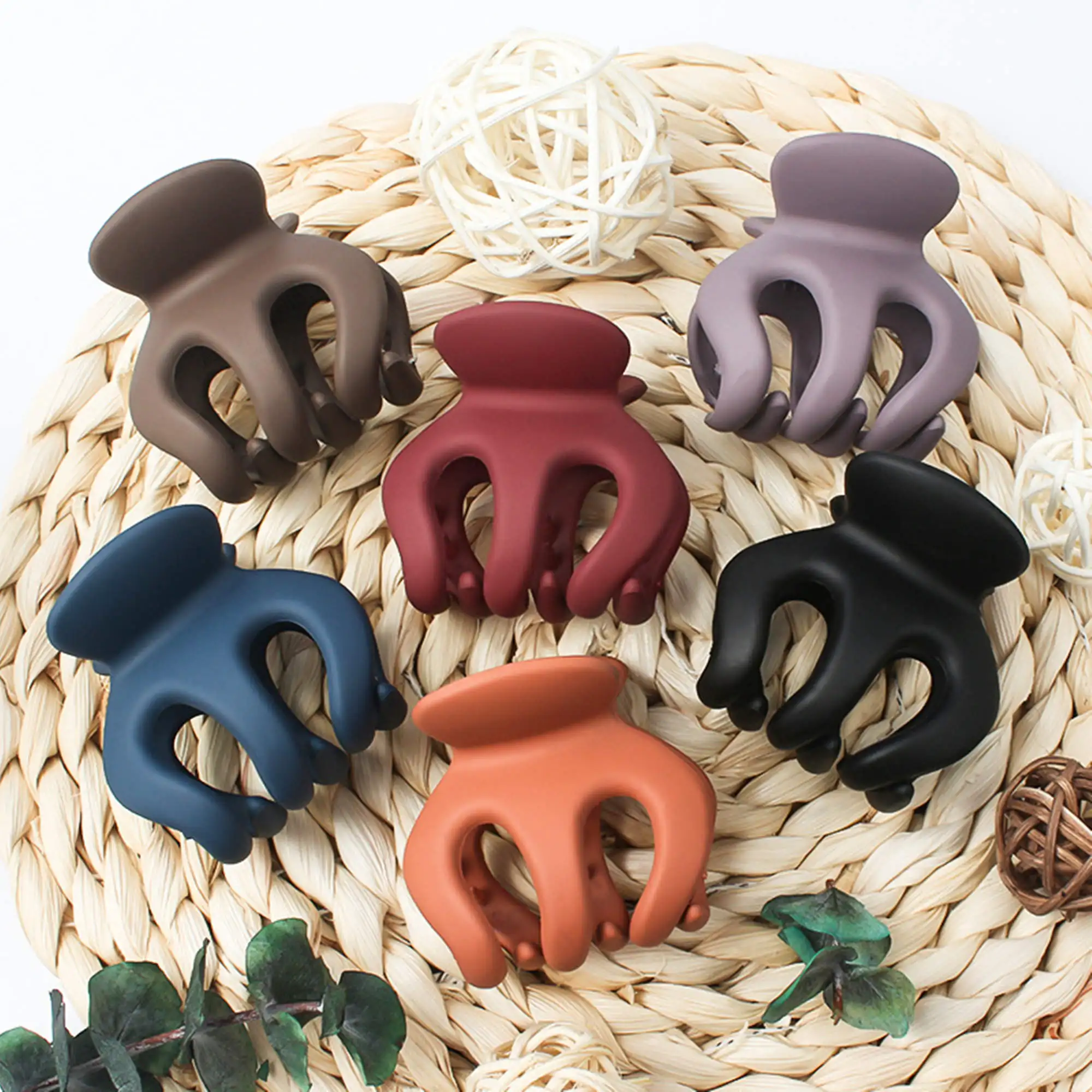 Зажим для конского хвоста матовый в форме тыквы, 5 шт./партия