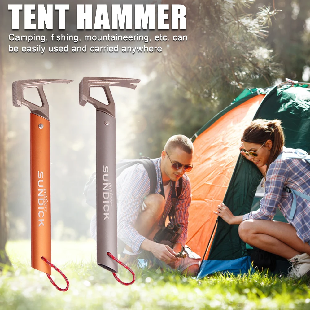 

Outdoor Camping Tent Peg Hammer Multifunctional Hiking Fishing Stainless Steel Stakes Nail Puller Hammer Mountaineering Climbing