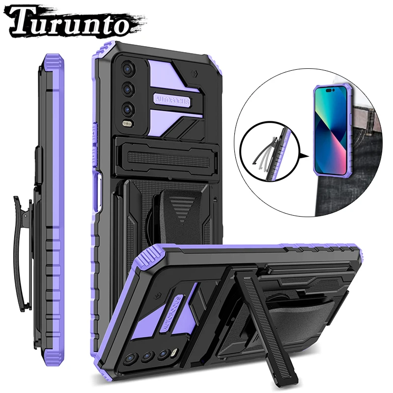 

For VIVO Y72 5G Y53S Y20S Y20i Y20 Shockproof Stand Phone Case For VIVO Y17 Y15 Y12S Y12A Y12 Y11 Y5 Back Clip Protection Cover