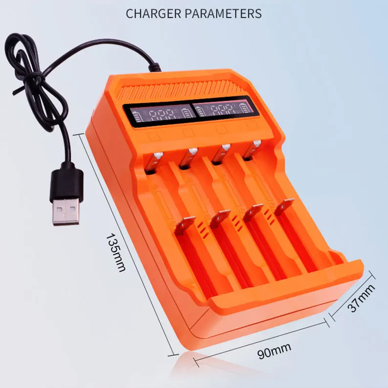 

18650 Charger USB charging four slot 18650 lithium battery charger intelligent fast charging safe charging durable