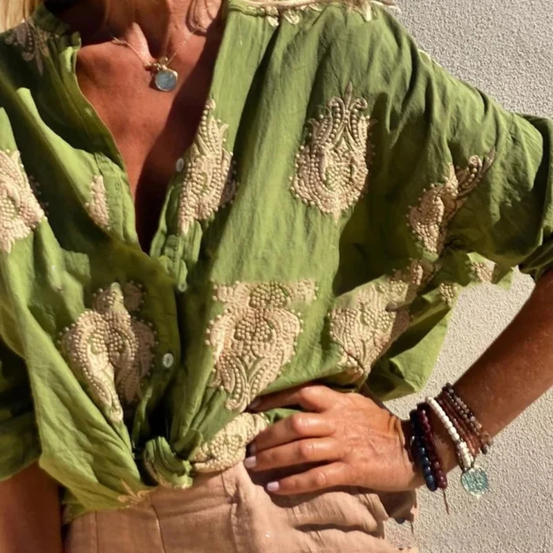 Женская свободная рубашка с длинным рукавом