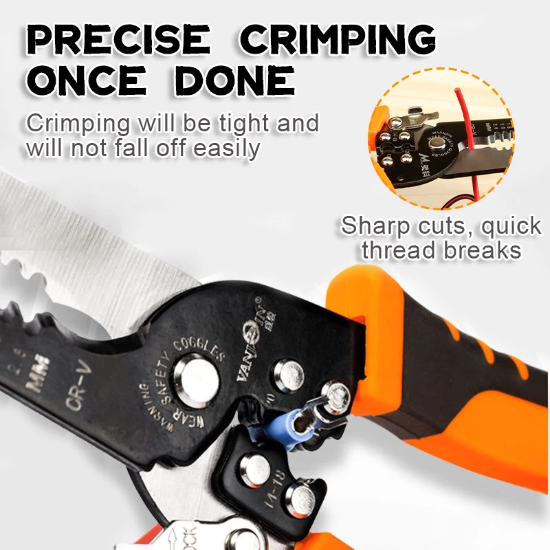 175mm Stripping Crimping Pliers Wire Stripper Multi Functional Ring Crimpper Electrician Peeling Network Cable Tools |