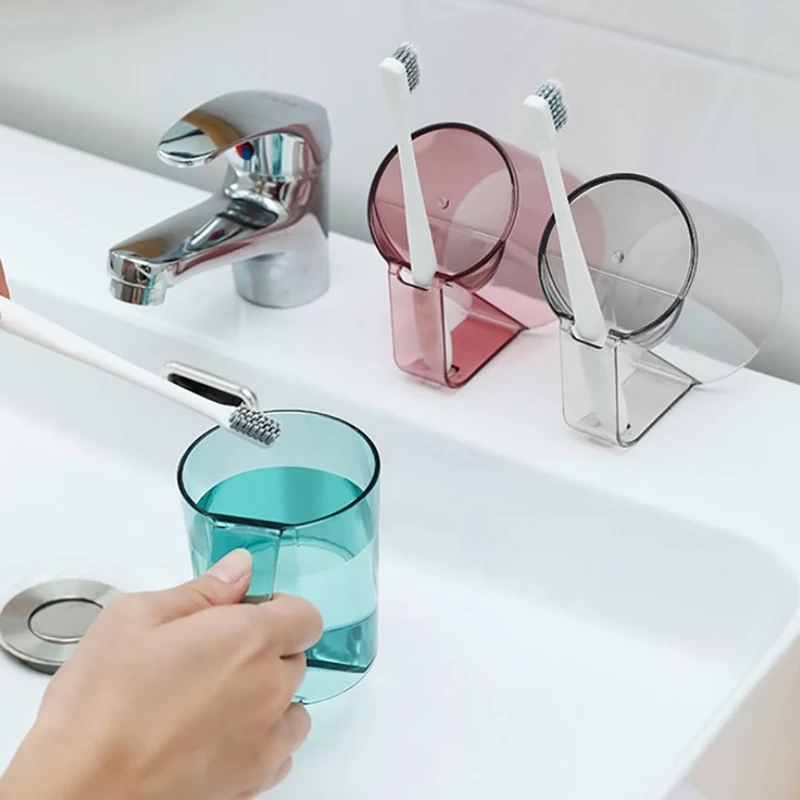 

Simple Household Toothbrush Cup with Handle Bathroom Water Cup Can Be Inverted Mouthwash Cup Home Travel Toothbrush Holder