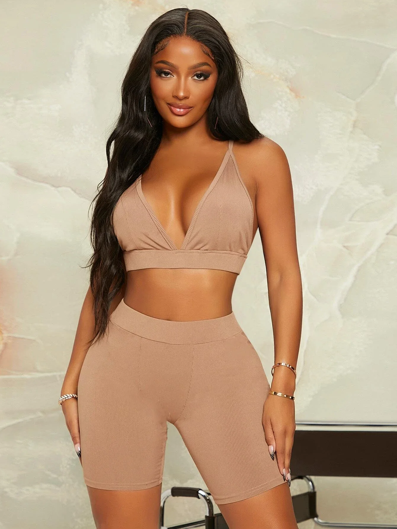 

Solid Crop Cami Top & Biker Shorts