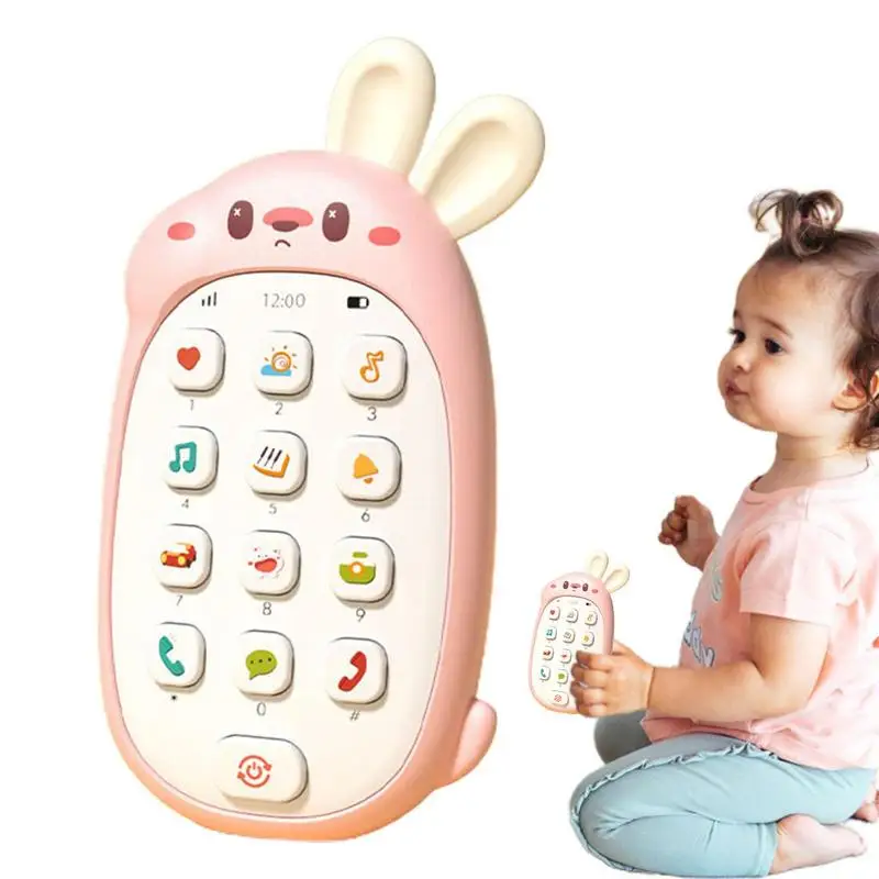 

Toy Cell Phone Chewable Ear Kid Phone Toy In Cute Bunny Shape Battery Powered Educational Toy Multifunctional For Kindergarten