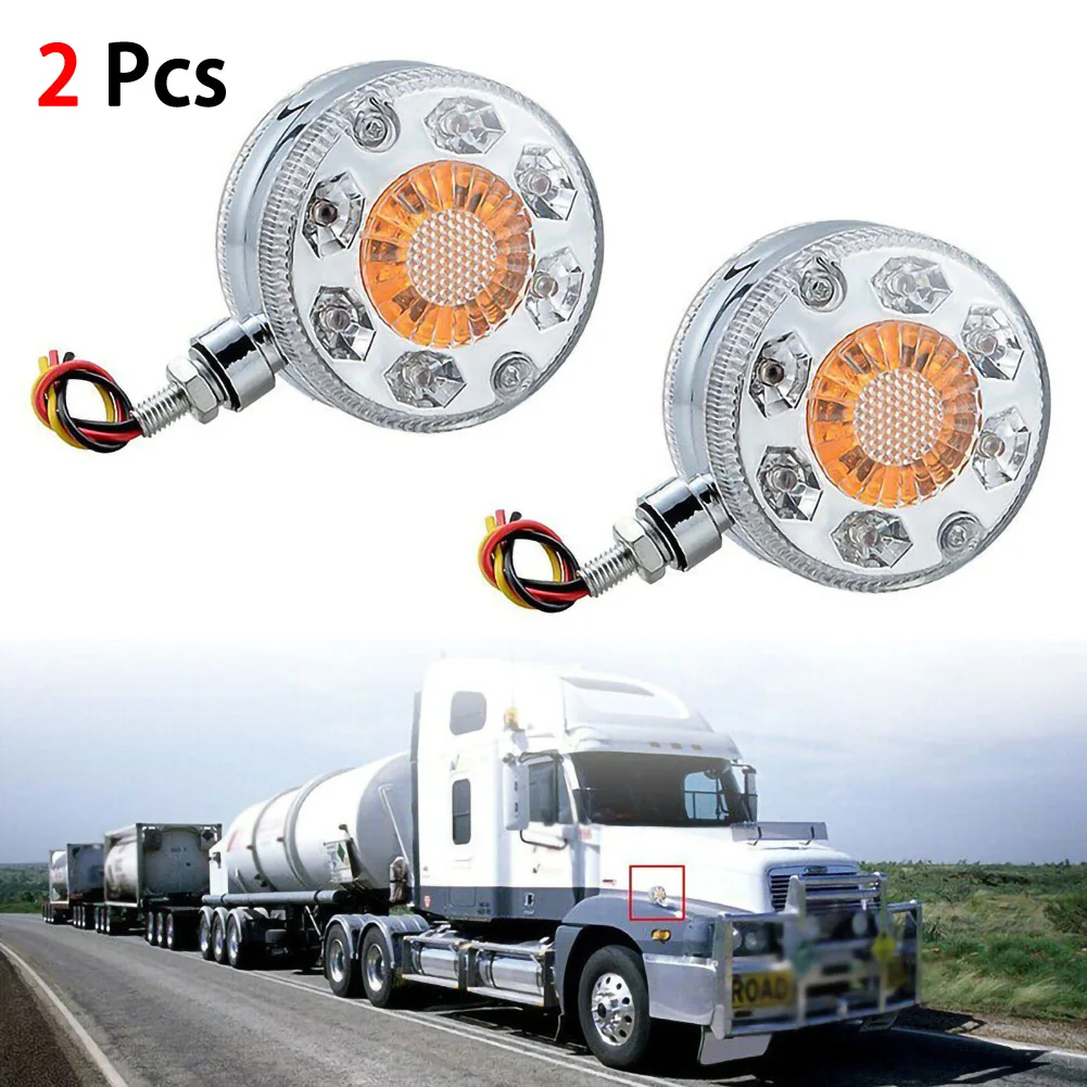 

2x Round LED Pedestal Fender Light Truck Double Face Turn Signal Brake Lamp Kit
