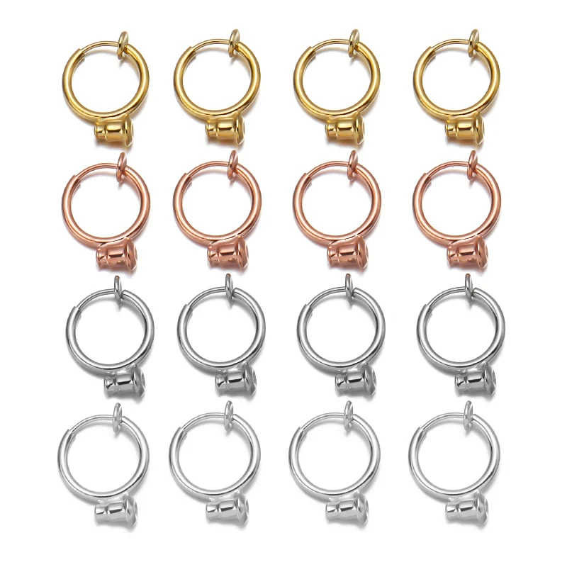 

2 pcs/Lot Spring Ear Clip With Bullet Headband Side Hole For Jewelry Making Diy Earring Accessories Wholesale 13*17.5mm