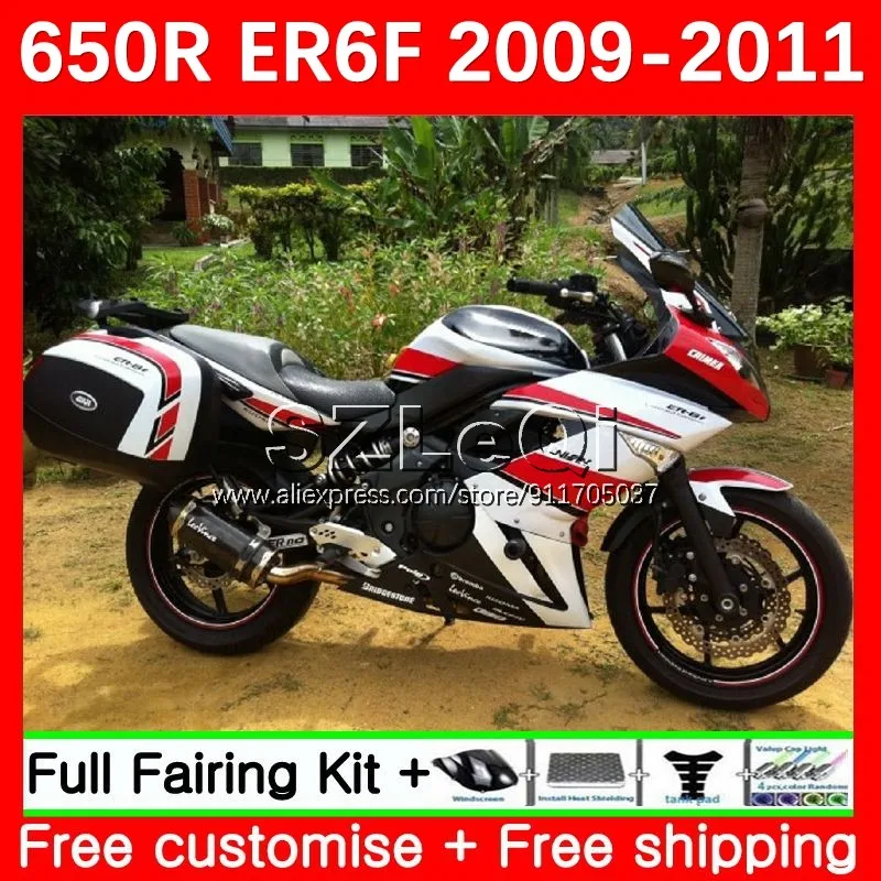 

Корпус для KAWASAKI NINJA ER-6F 650R 650 R ER 6F 6 F 09-11 ER6F 09 10 11 ER6 F 2009 2010 2011 OEM обтекатель 95LQ.23 черный белый