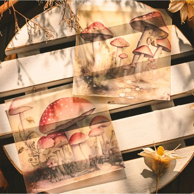 12 листов винтажные прозрачные наклейки в виде грибов 3 х3 дюйма