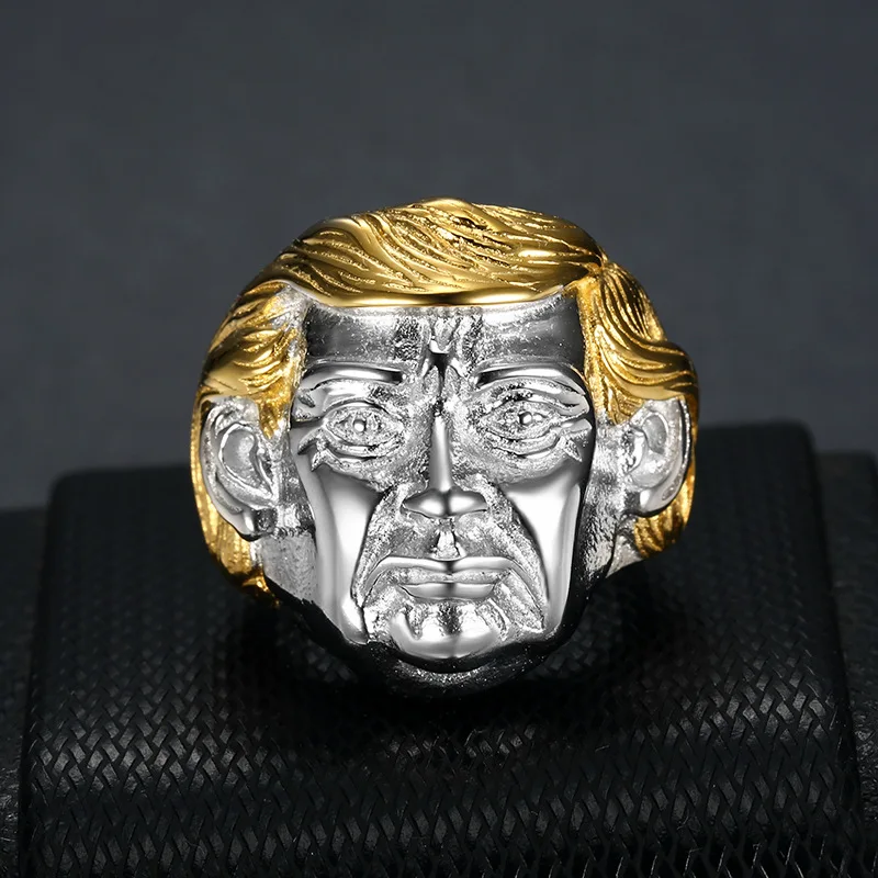 Кольца Megin D из нержавеющей стали и титана для мужчин женщин винтажные подарочные украшения в стиле панк с изображением Дональда Трампа