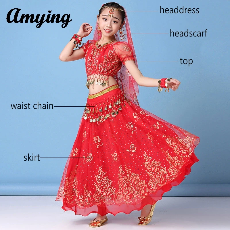 Детский костюм для танца живота тренировочная одежда танцев индийский