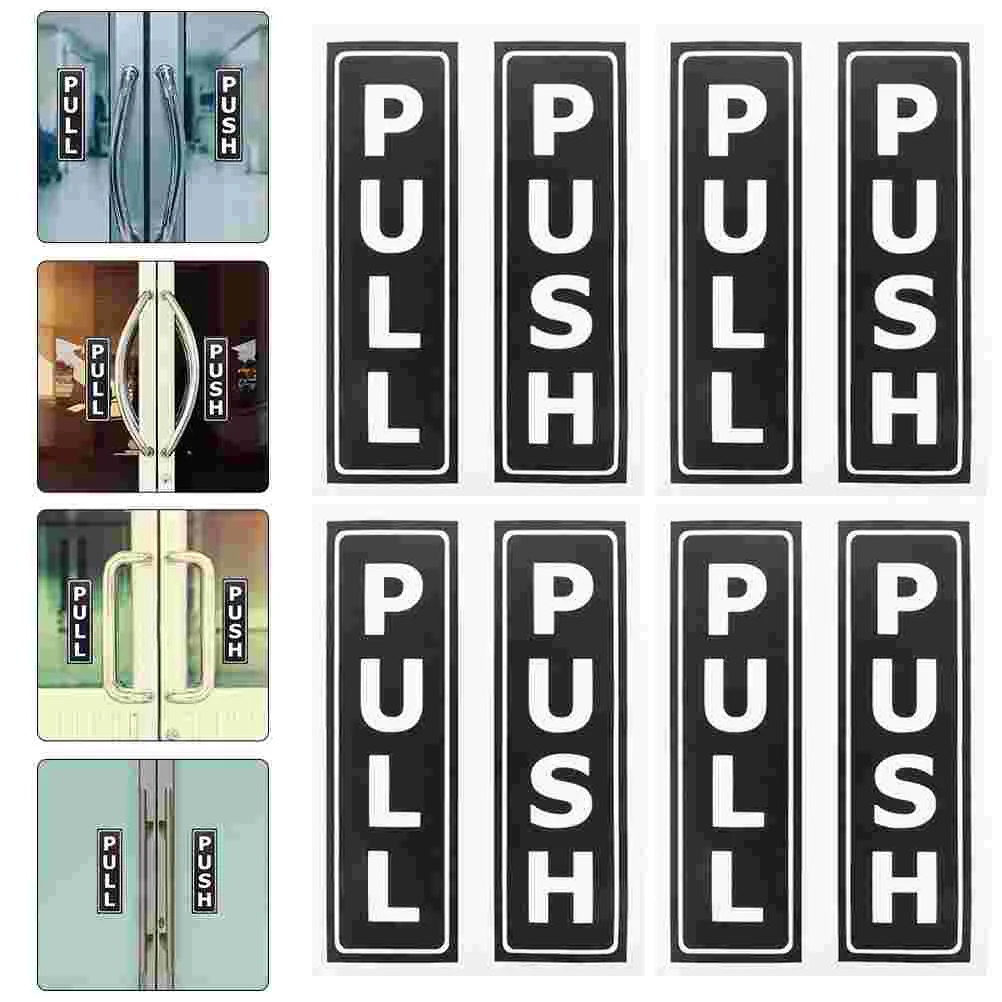 

8 Pcs Sliding Door Office Signs Wall Sticker Removable Pvc Sticky Pull Push Decal