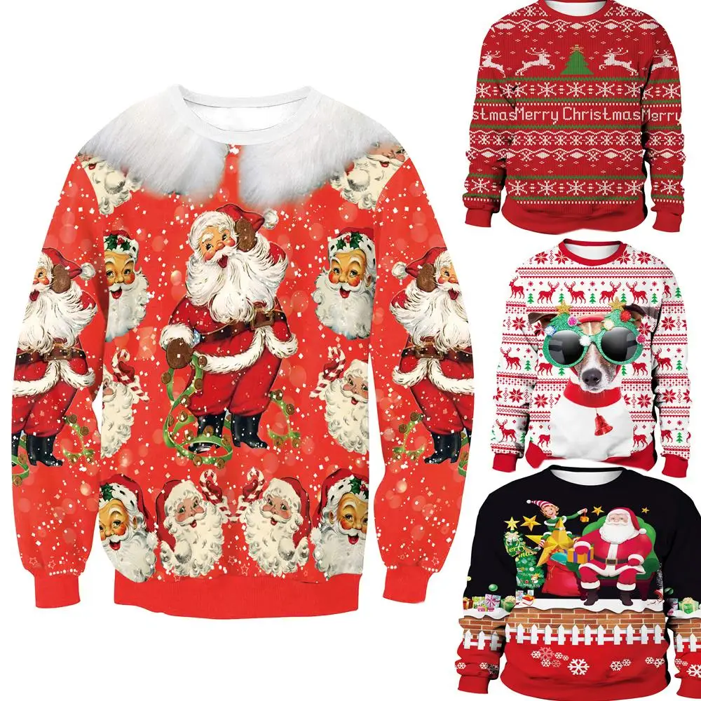 

3D Funny Humping Reindeer Ugly Christmas Sweaters Jumpers Tops Men Women Christmas Climax Tree Snowflake Santa Xmas Sweatshirt