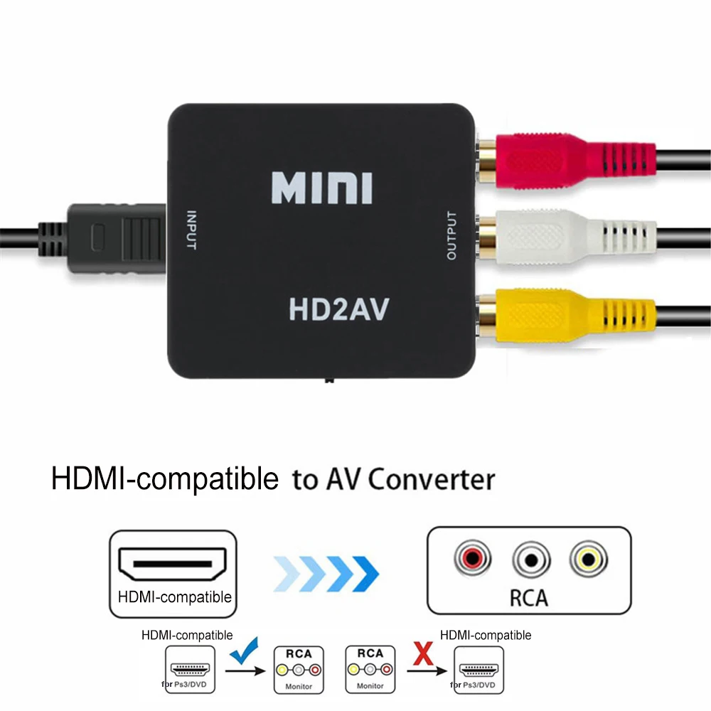 Фото HDMI-совместимый AV-скалер-адаптер HD-видео конвертер HDMI-совместимый с RCA AV/CVSB L/R видео 1080P Поддержка NTSC PAL №3