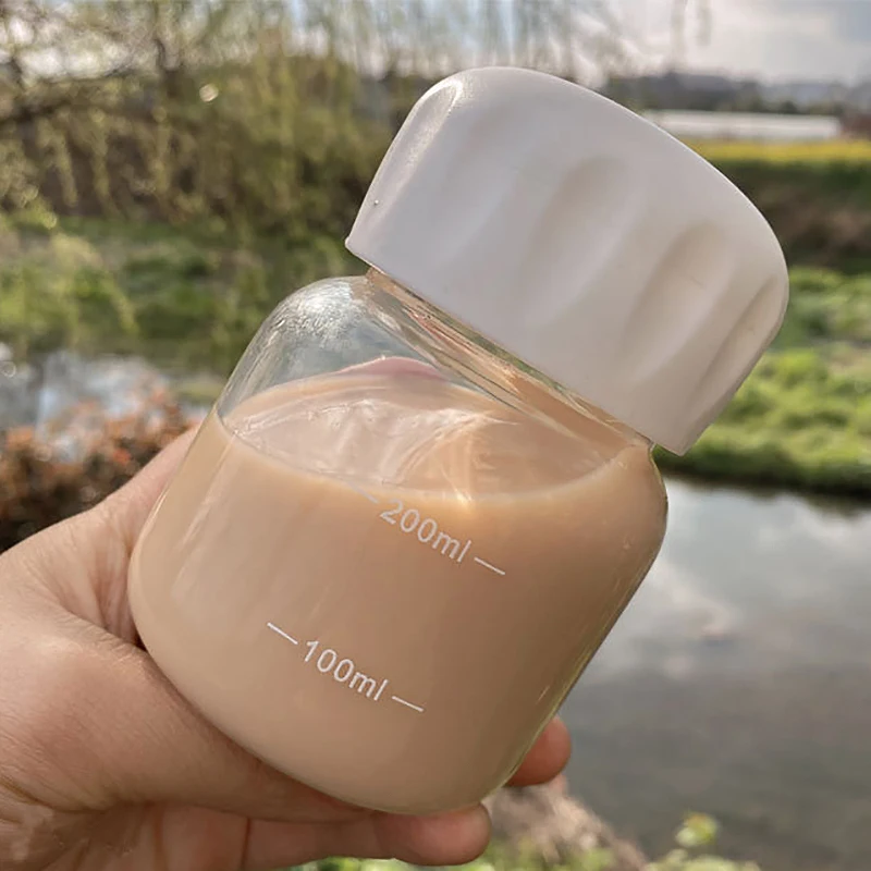 

220ML Creative Cute Mini Glass Student Coffee Milk Water Mug Couple Cup Gift with Cover Travel Portable Drinkware Home Dormitory