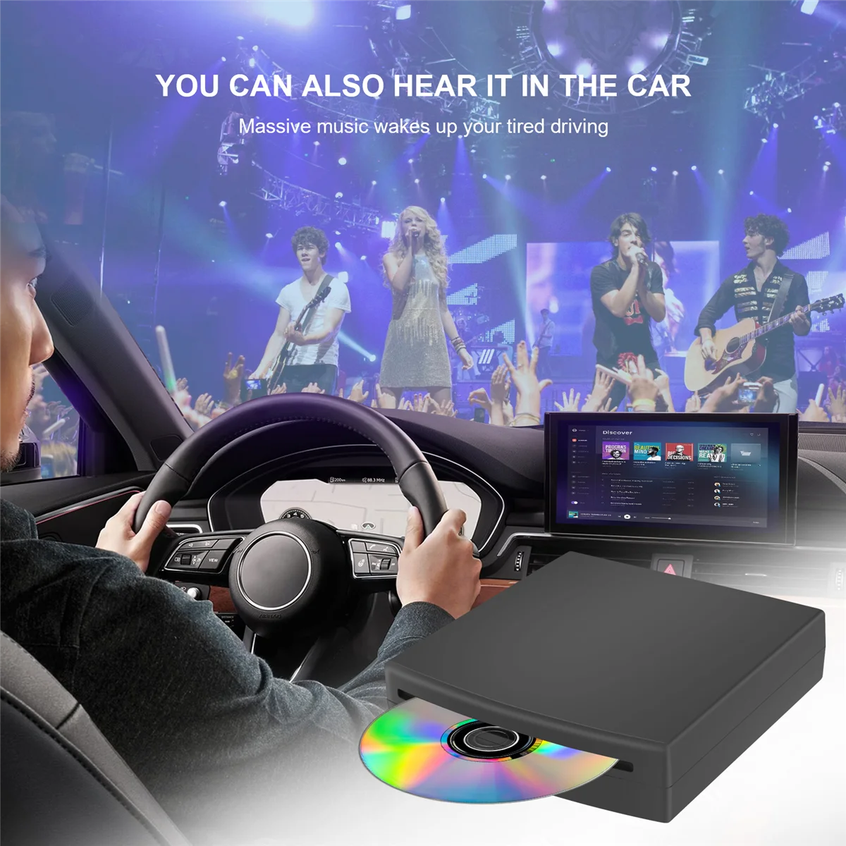 Тонкий внешний Автомобильный CD-проигрыватель совместимый с ПК стандартный ТВ/MP5