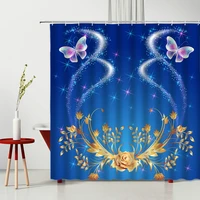 butterfly shower curtain crystal colorful butterfly magical purple print waterproof fabric bath curtains bathroom with hooks