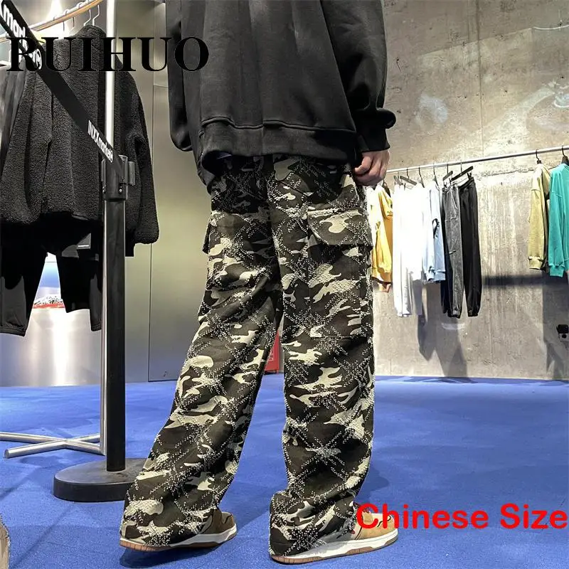 

RUIHUO Camouflage Cargo Pants Men Free Shipping Casual Pants Men Outdoor Trousers Chinese Size 2XL 2023 Spring New Arrivals