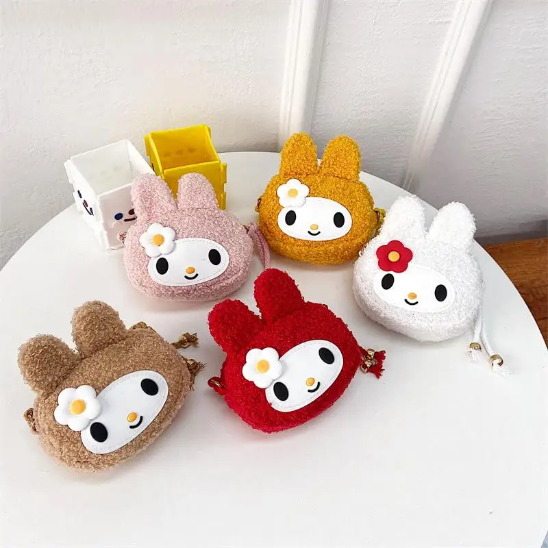

Cartoon Sanrioed Plush Bag Wallet Anime Kawaii My Melody Mini Coin Purse Soft Stuffed Animals Kids Toys Plushie Birthday Gifts