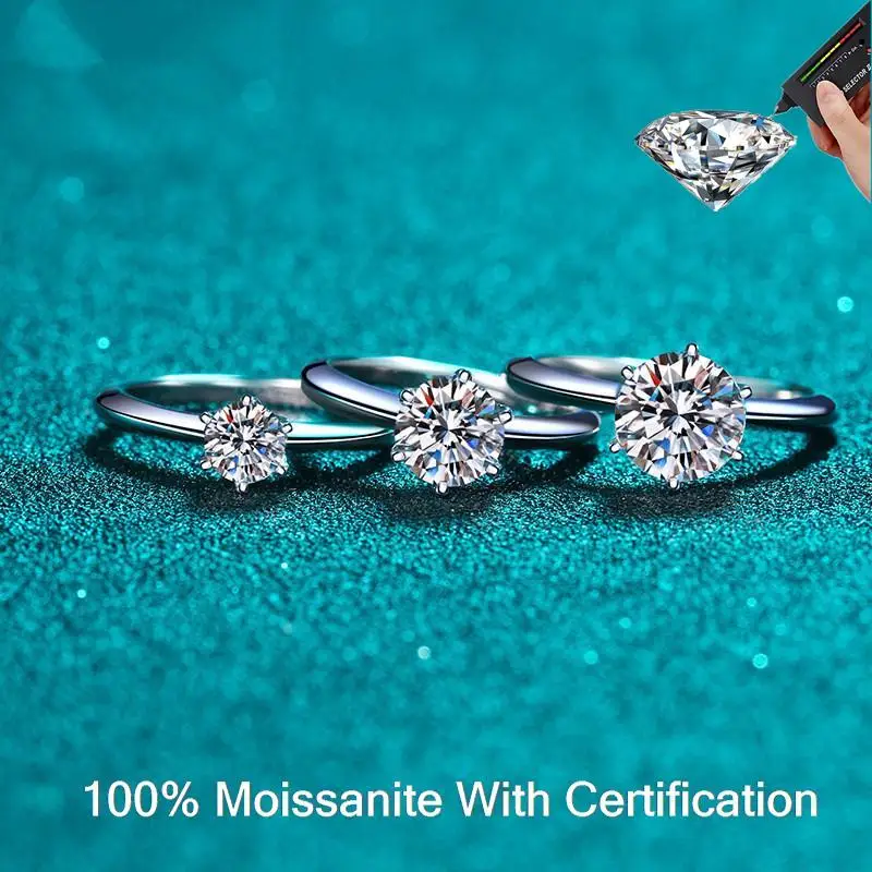 

Обручальные кольца с муассанитом 3 карата для женщин, обручальные кольца с бриллиантами, классическое кольцо с 6 зубцами, Подарок на годовщи...