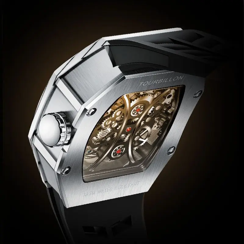 Лучшие Мужские механические часы с турбийоном светящиеся часы-скелетоны