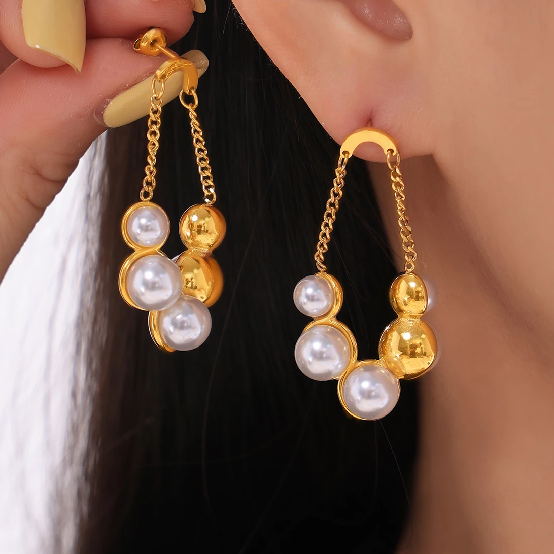 Уникальные круглые серьги для женщин винтажный кулон с жемчугом из нержавеющей