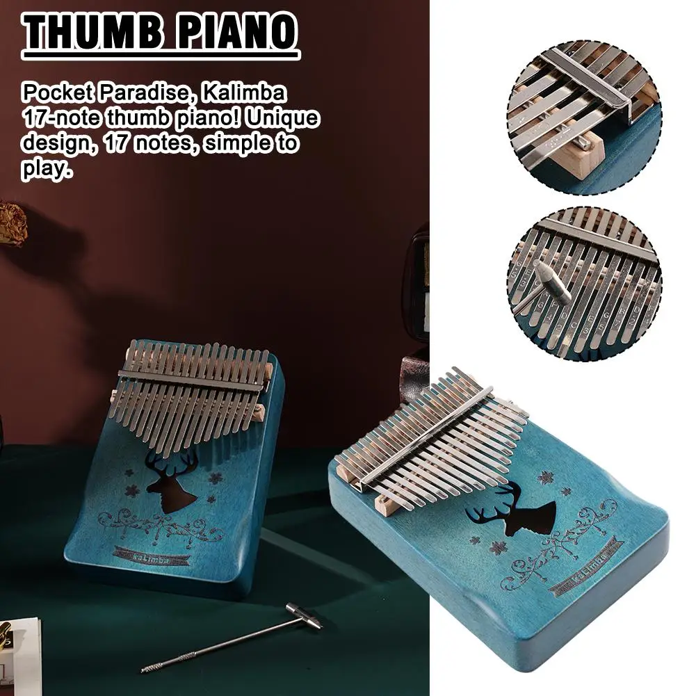 

17 Keys Kalimba Thumb Piano With Accessory Wood Portable Finger Piano Combinations Gifts For Both Beginners Or Special Occa Y4M6