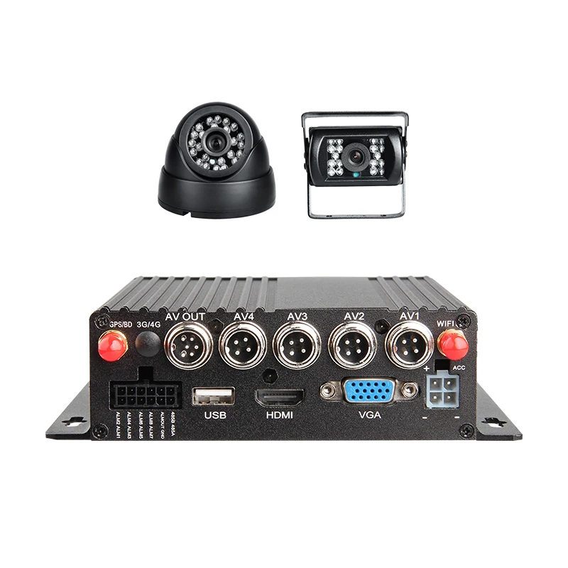 

4 Channel Car DVR Mobile Video Recorder Vehicle Dvr Car Security Camera System 4ch WIFI GPS MDVR With 2pcs Cameras