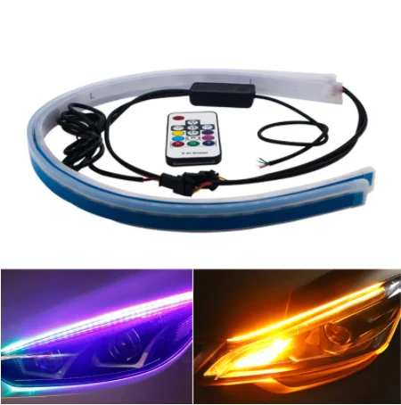 

RGB car LED light strip 30cm 45cm 60cm ultra thin flexible application control DRL color neon light strip