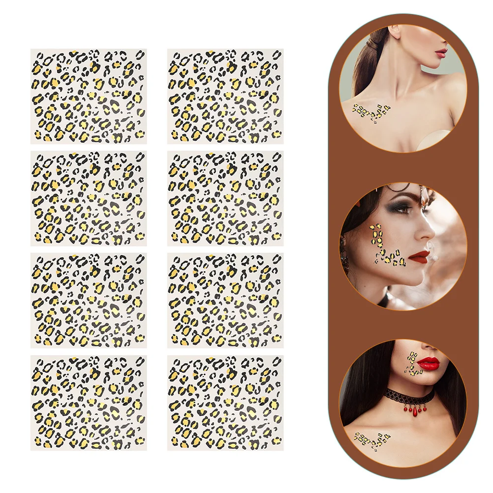 

8 Sheets Leopard Tattoo Sticker Women Body Tattoos Personalized Temporary Stickers Jewelry Fake Realistic Water Transfer Adults