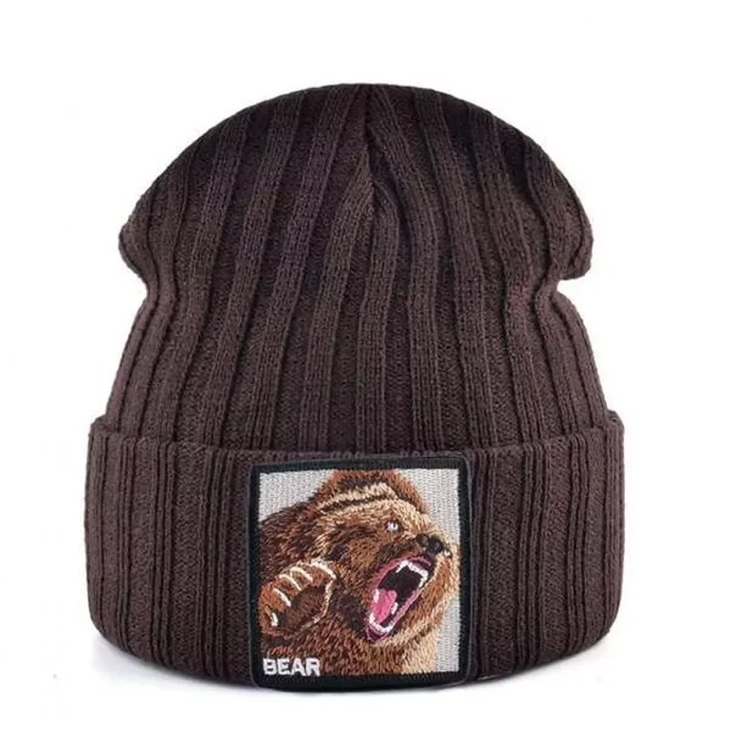 

Bear Knitted Beanies Hat Men Solid Color Autumn Winter Knitting Boy Skullies Caps Women Streetwear Hip Hop Hat