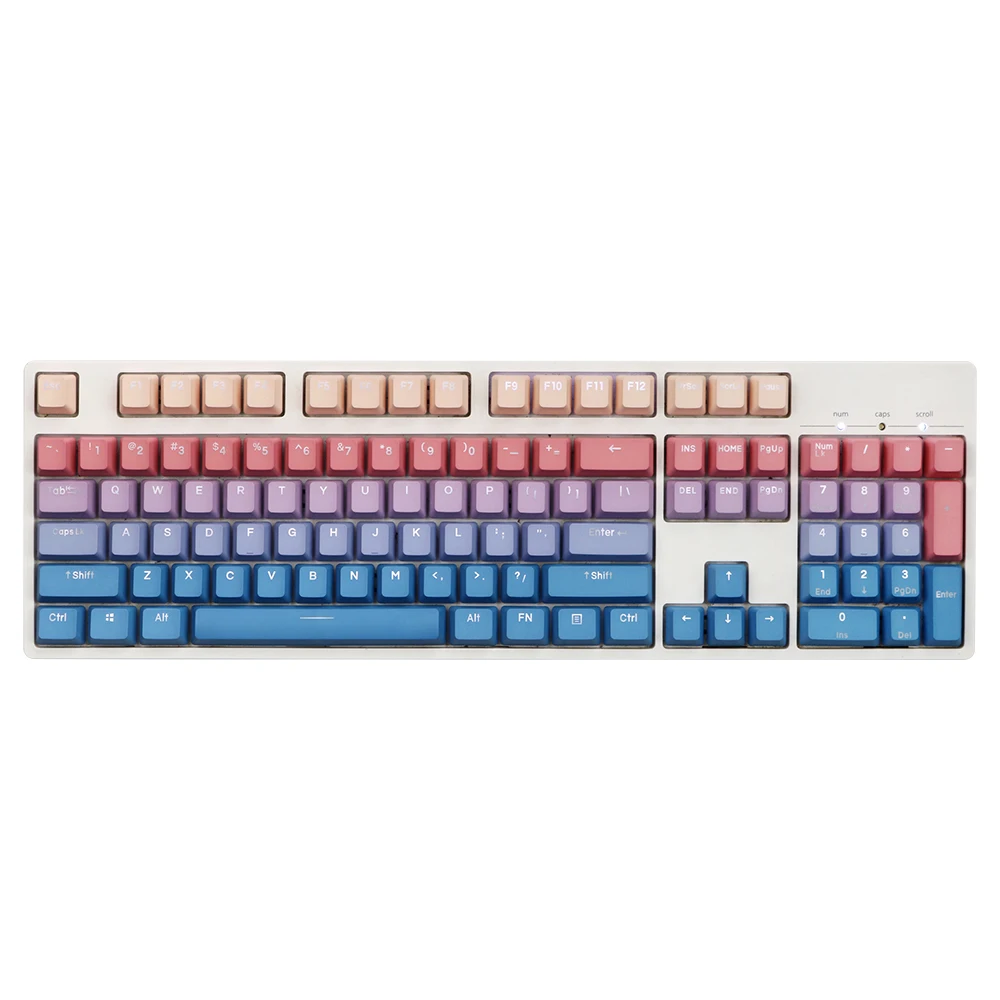 

PBT word through two-color translucent sunset OEM key cap 87 104 108MX1.0 6.0 8.0 mechanical keyboard