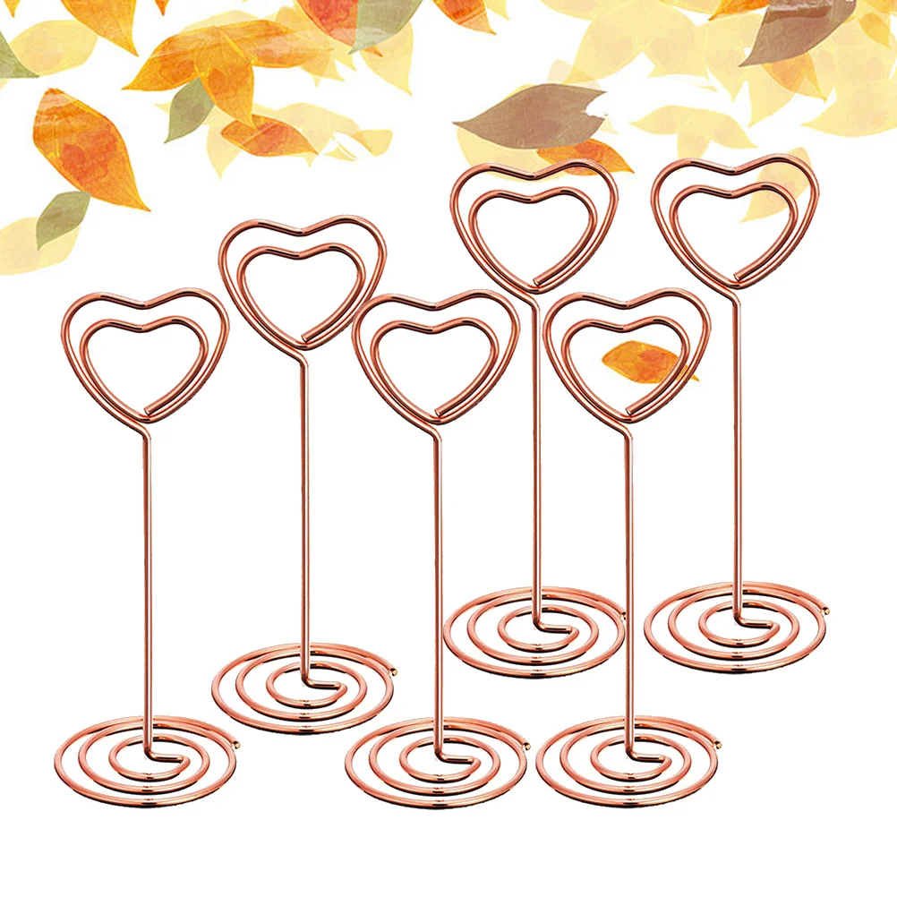 

Clip Holder Table Photo Stand Place Clips Number Picture Paper Holders Heart Gold Classy Rose Wire Shape Desk Reserved Stands