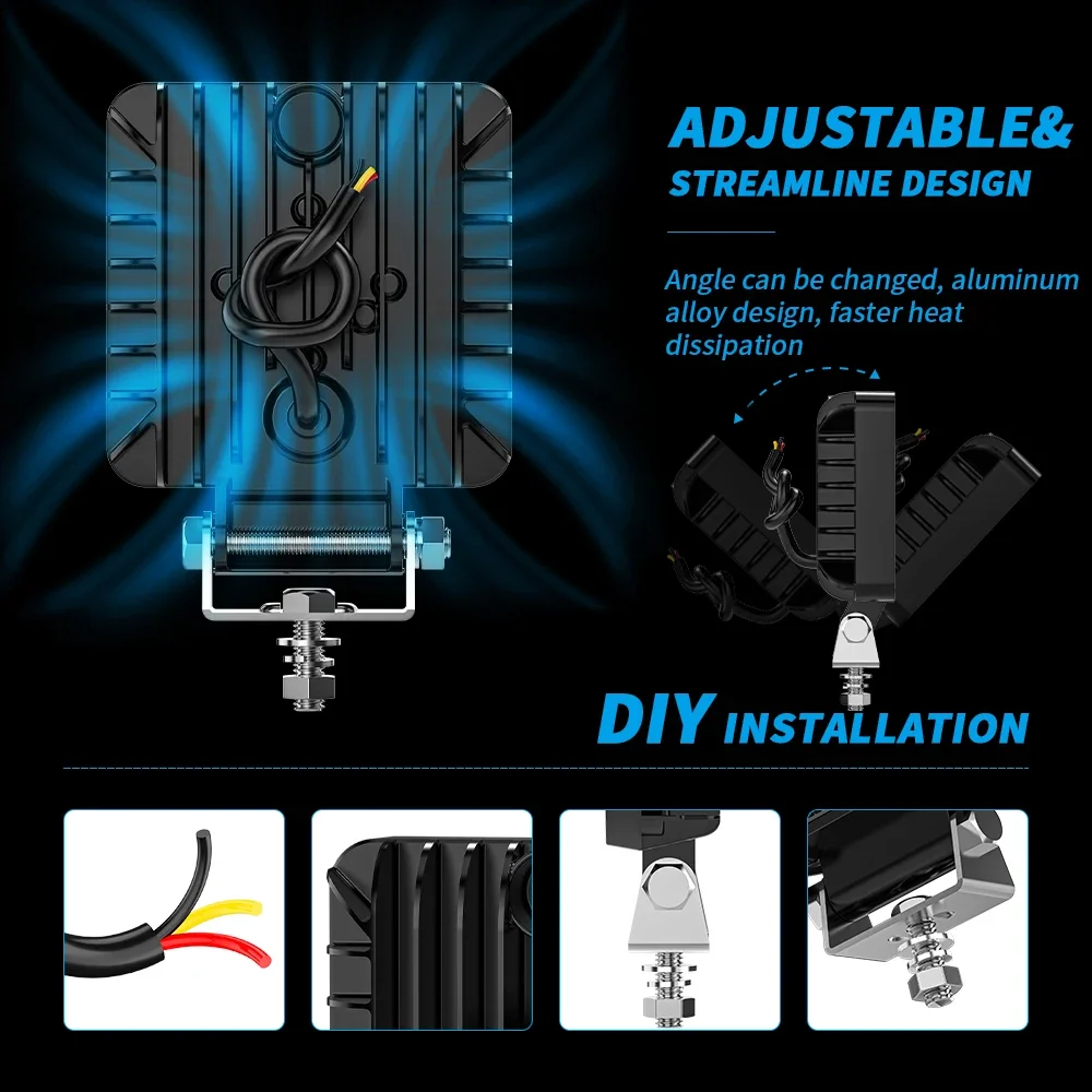 4-дюймовый светодиодный рабочий фонарь квадратный светильник внедорожный