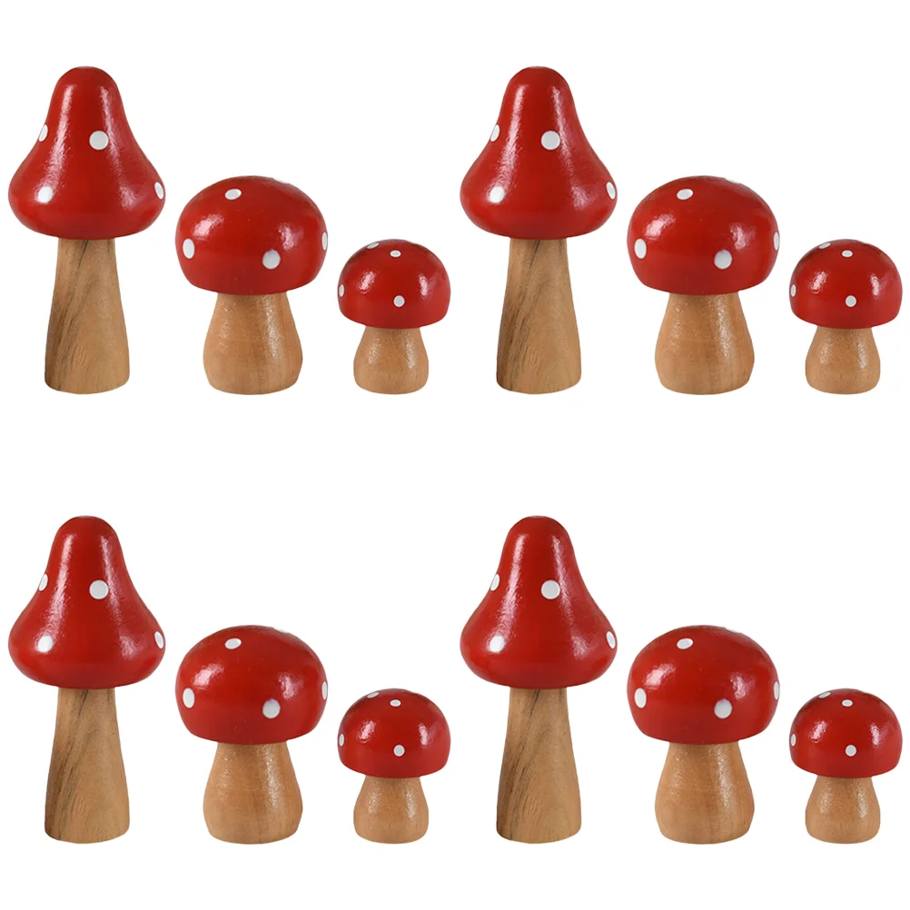 

12 Pcs Simulated Wooden Mushroom Artificial Potted Plants Outdoor Creative Bonsai Small Ornaments Display Figurine Adornment
