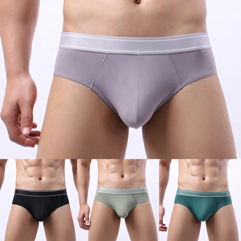 

Мужские трусы L-3XL из ледяного шелка, нижнее белье, трусы-боксеры с выпуклой сумкой, шорты, плавки, Однотонные трусы, удобные шорты, плавки